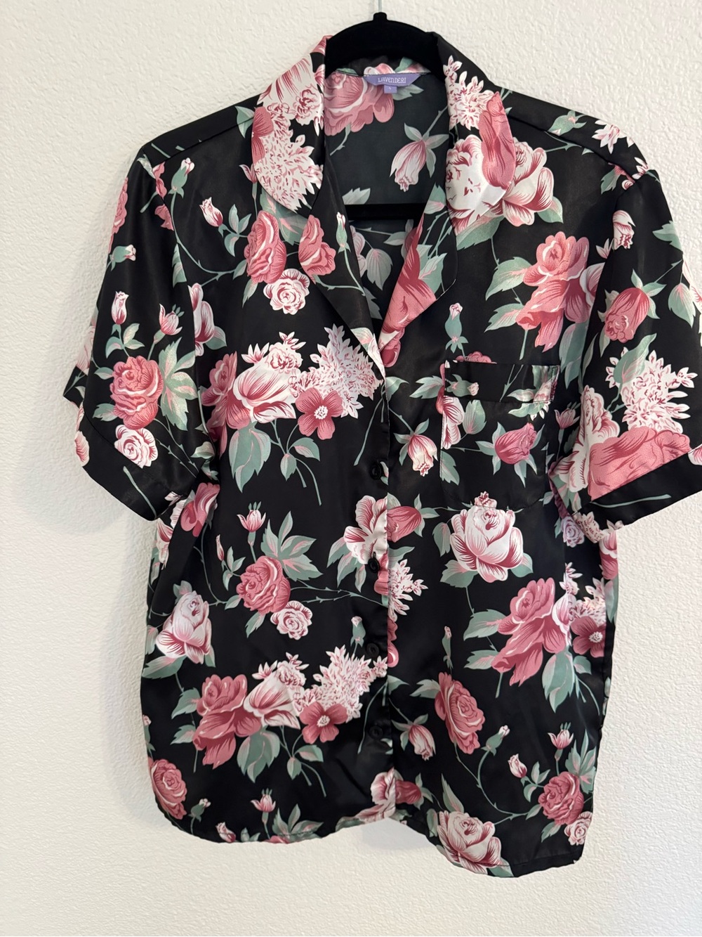 Lavender's Jungle Pink Rose Floral Button-Down Shirt